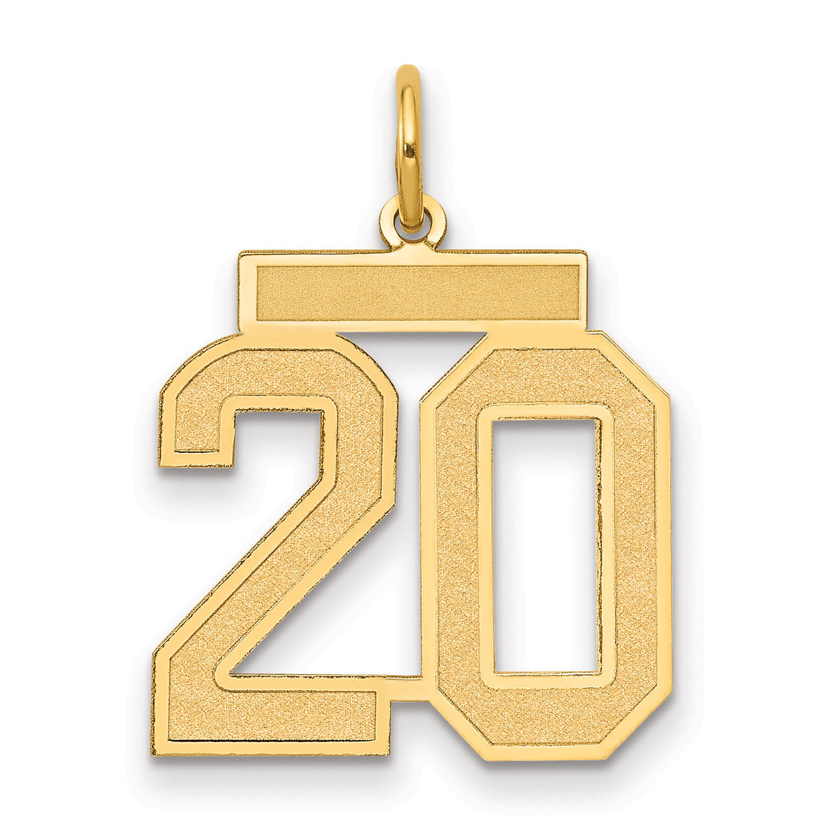 14k Medium Satin Number 20 Charm-LSM20