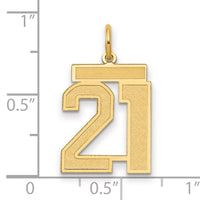 14k Medium Satin Number 21 Charm-LSM21