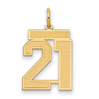 14k Medium Satin Number 21 Charm-LSM21