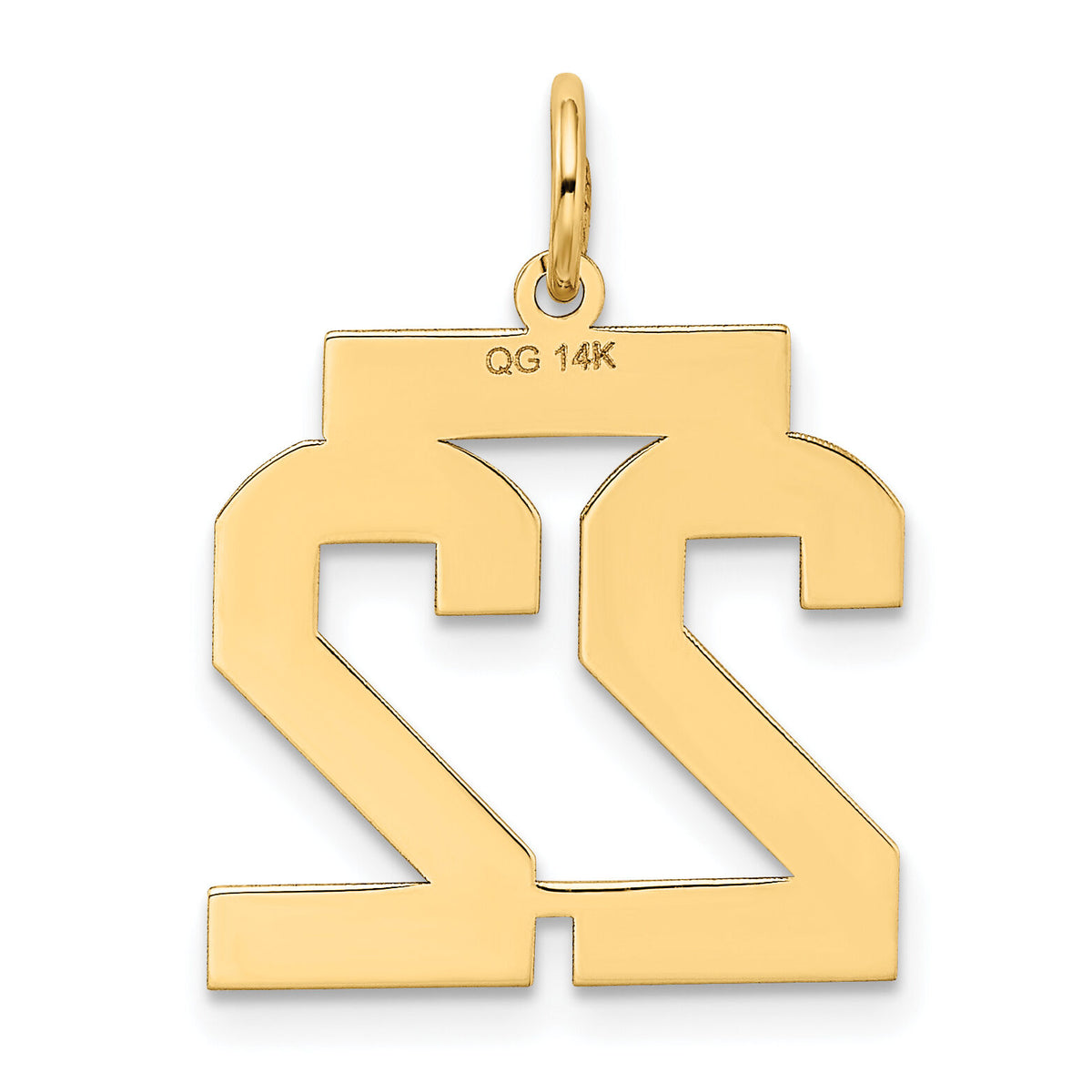 14k Medium Satin Number 22 Charm-LSM22