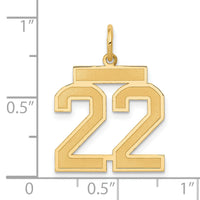 14k Medium Satin Number 22 Charm-LSM22