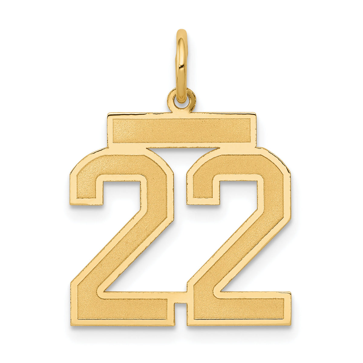 14k Medium Satin Number 22 Charm-LSM22