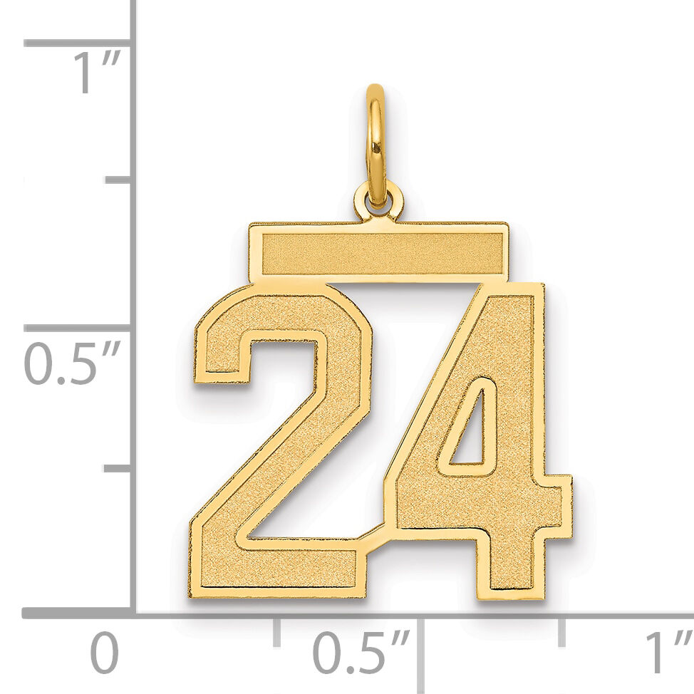14k Medium Satin Number 24 Charm-LSM24