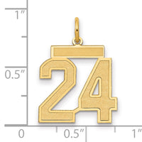14k Medium Satin Number 24 Charm-LSM24