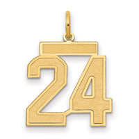 14k Medium Satin Number 24 Charm-LSM24