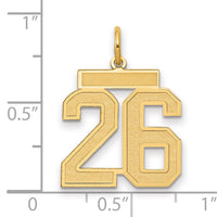 14k Medium Satin Number 26 Charm-LSM26