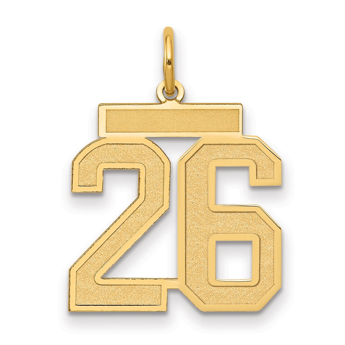 14k Medium Satin Number 26 Charm-LSM26