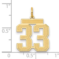 14k Medium Satin Number 33 Charm-LSM33