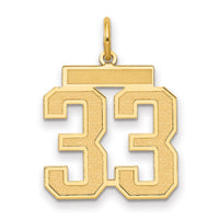 14k Medium Satin Number 33 Charm-LSM33
