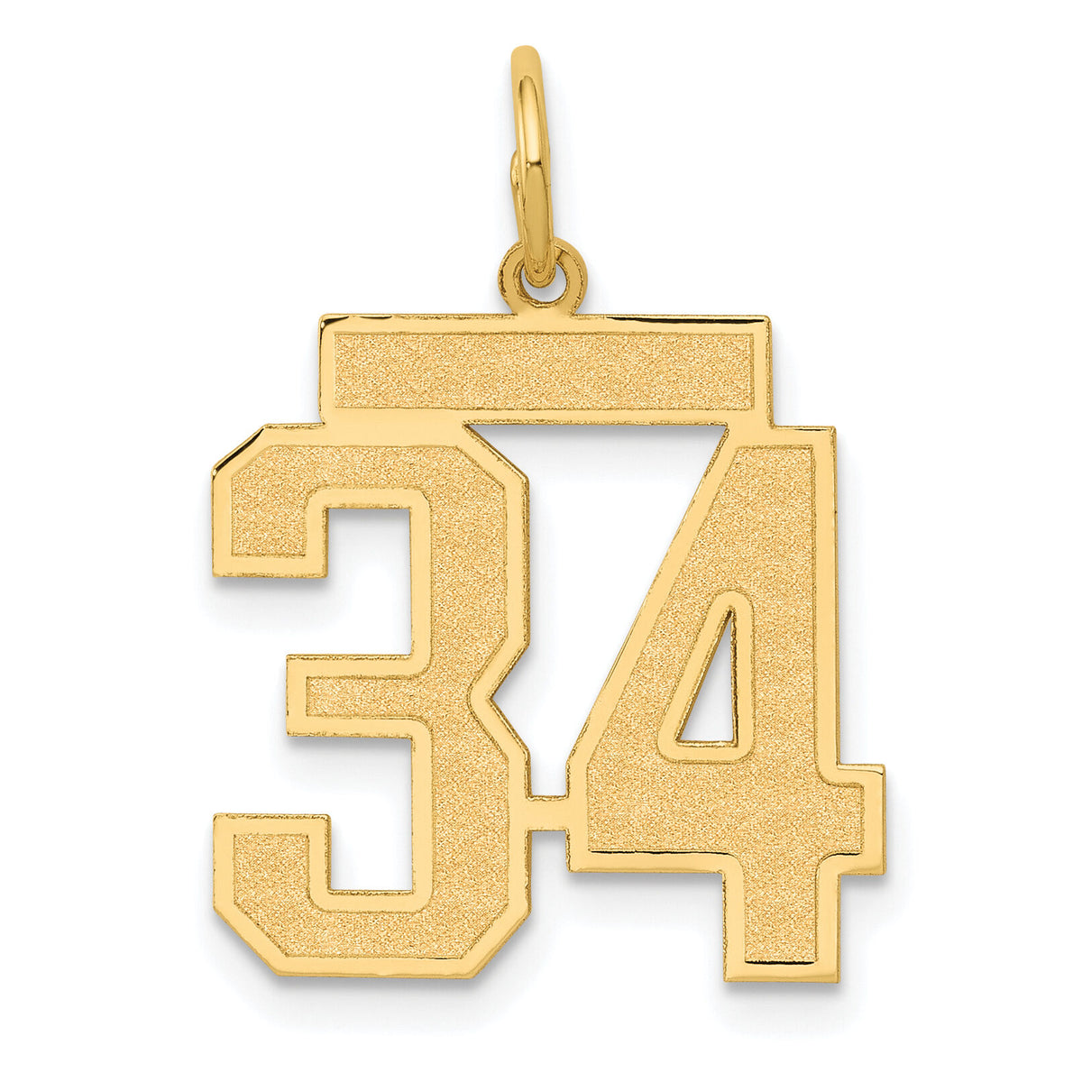14k Medium Satin Number 34 Charm-LSM34