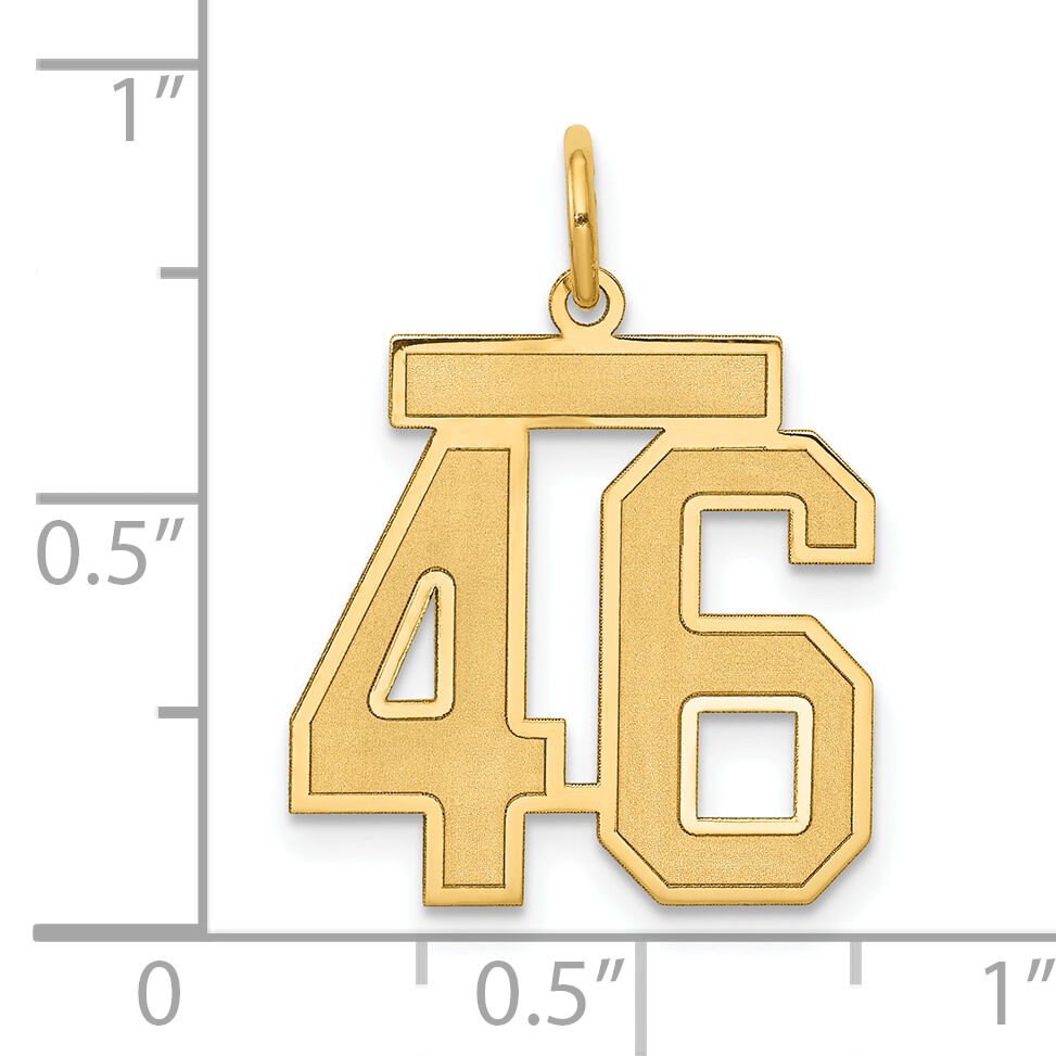 14k Medium Satin Number 46 Charm-LSM46
