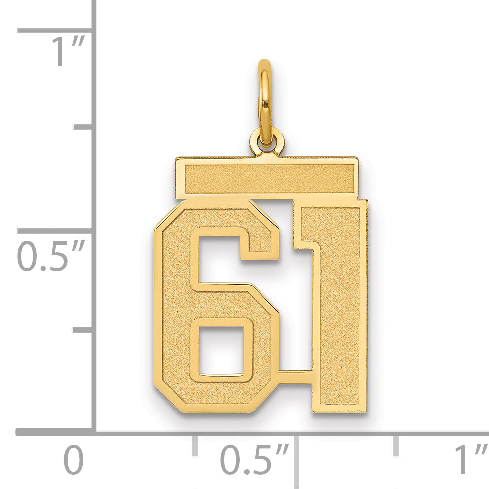 14k Medium Satin Number 61 Charm-LSM61