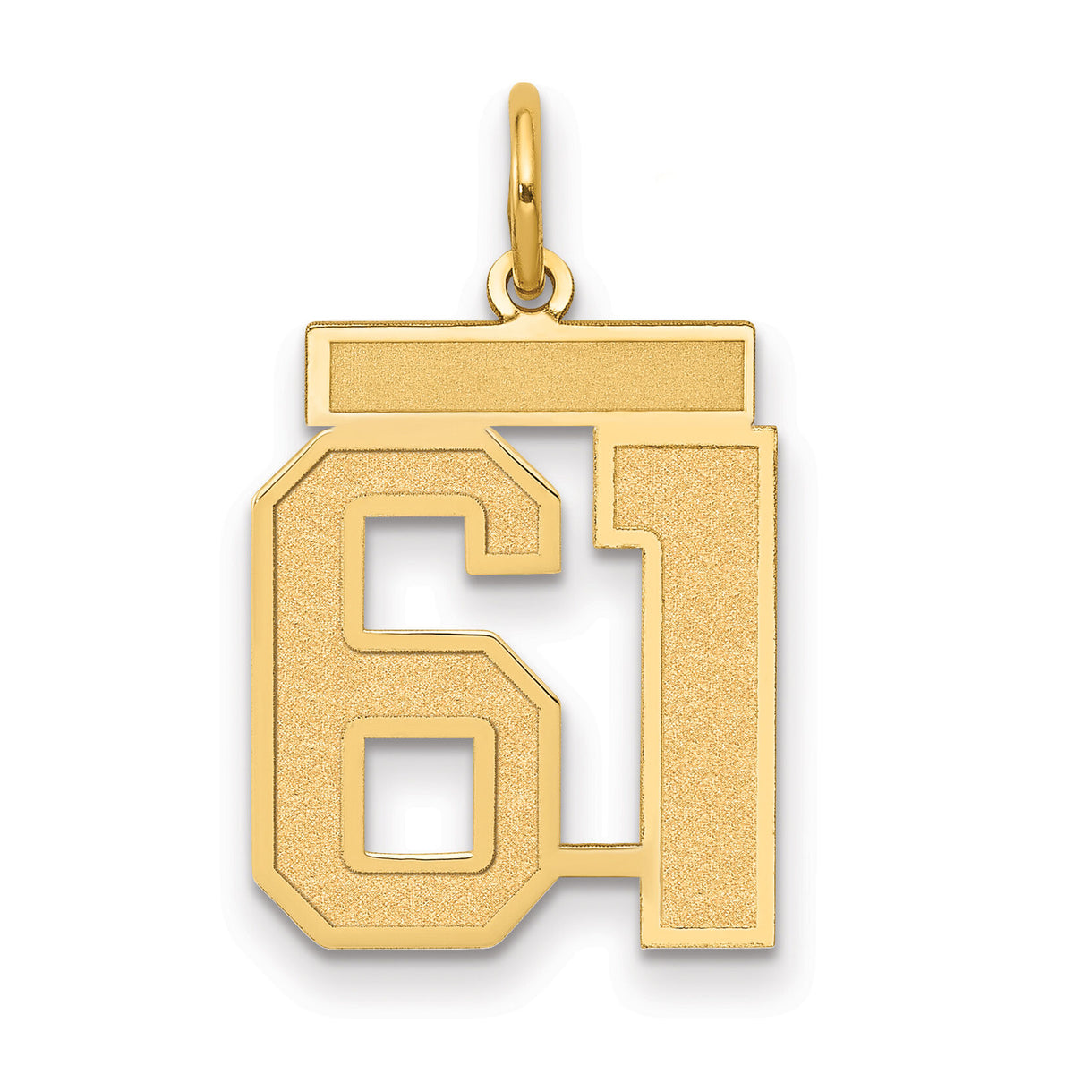 14k Medium Satin Number 61 Charm-LSM61