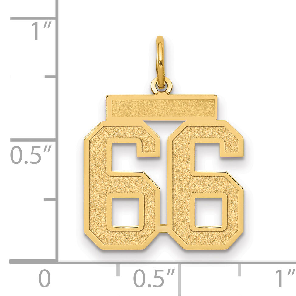 14k Medium Satin Number 66 Charm-LSM66