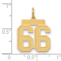 14k Medium Satin Number 66 Charm-LSM66