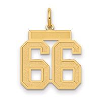 14k Medium Satin Number 66 Charm-LSM66