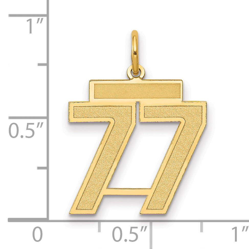 14k Medium Satin Number 77 Charm-LSM77