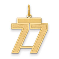 14k Medium Satin Number 77 Charm-LSM77