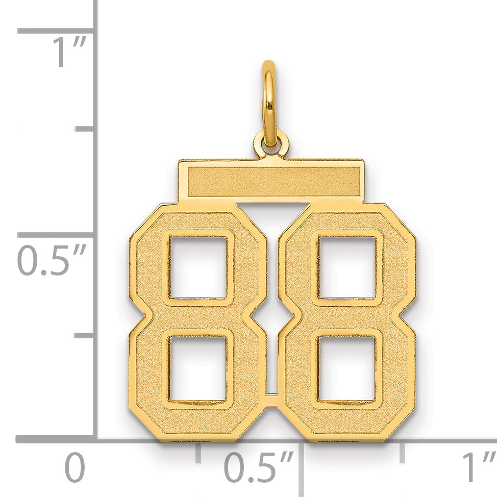 14k Medium Satin Number 88 Charm-LSM88