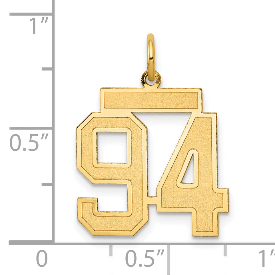 14k Medium Satin Number 94 Charm-LSM94
