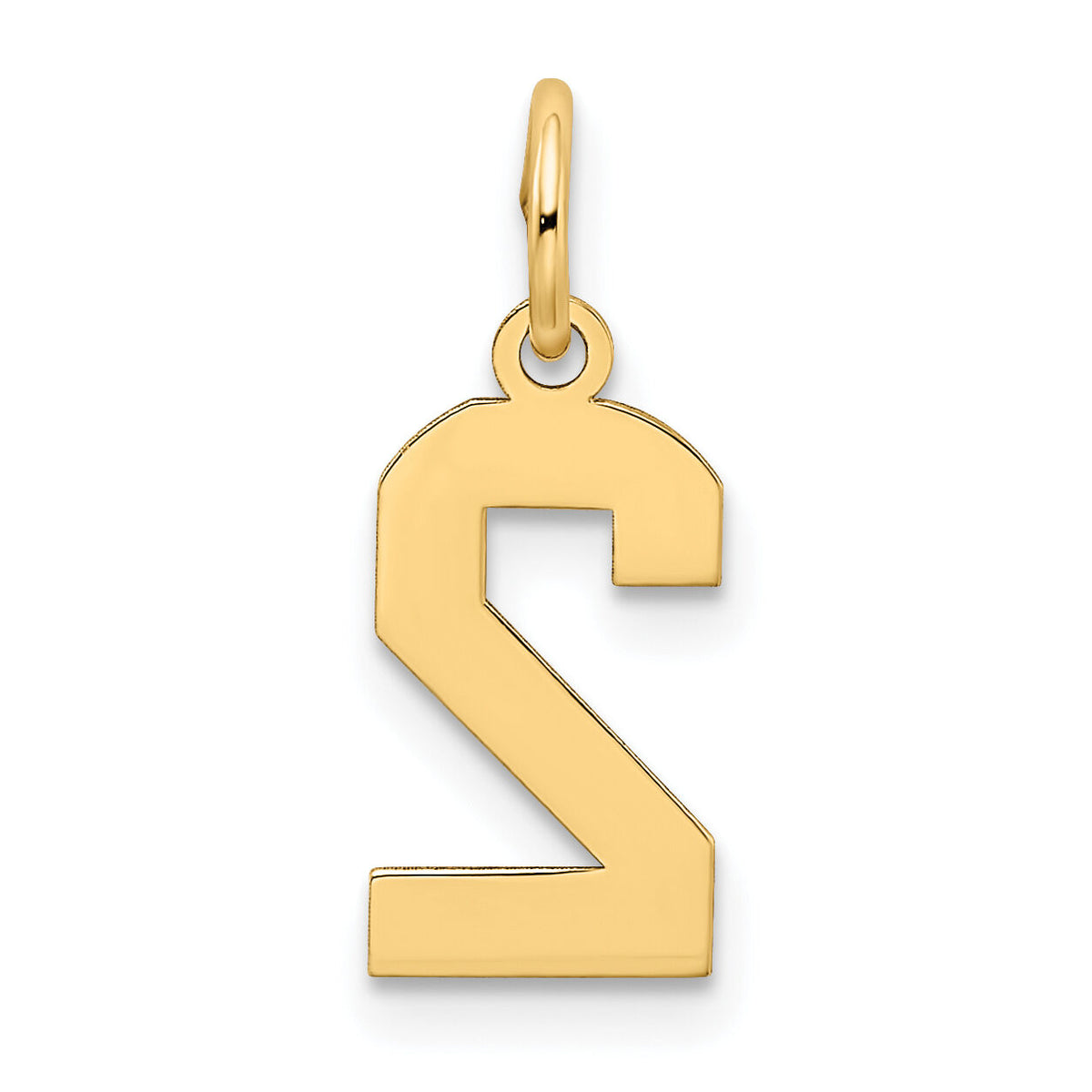 14k Small Satin Number 2 Charm-LSS02