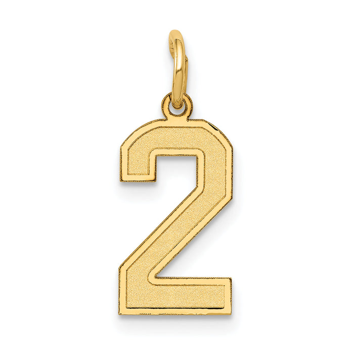 14k Small Satin Number 2 Charm-LSS02