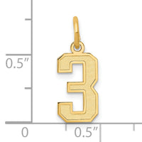14k Small Satin Number 3 Charm-LSS03