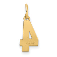 14k Small Satin Number 4 Charm-LSS04