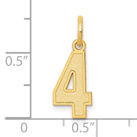 14k Small Satin Number 4 Charm-LSS04