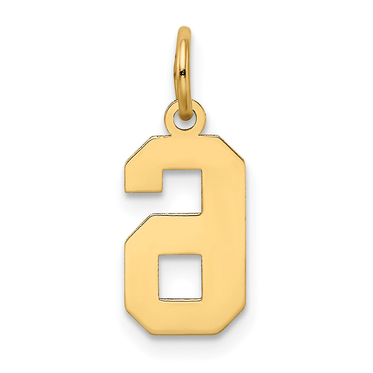 14k Small Satin Number 6 Charm-LSS06