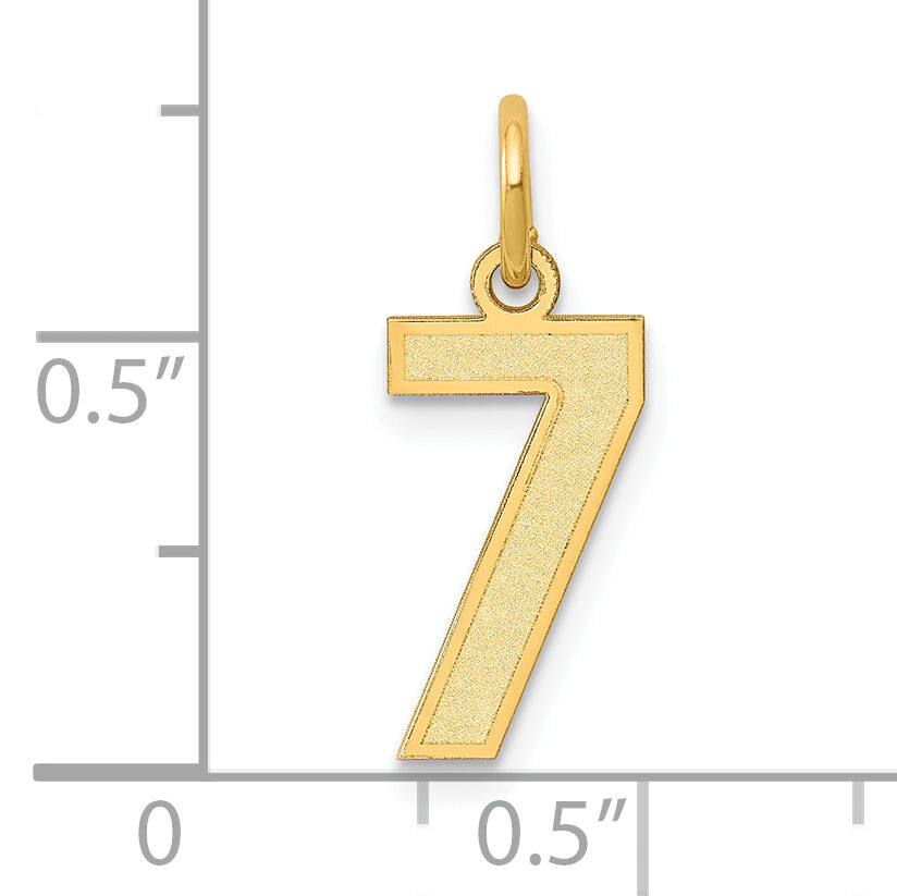14k Small Satin Number 7 Charm-LSS07