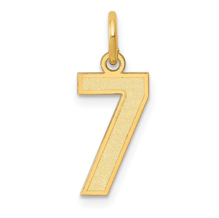14k Small Satin Number 7 Charm-LSS07