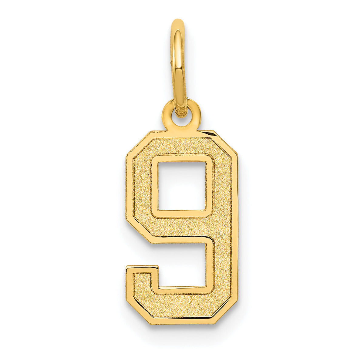 14k Small Satin Number 9 Charm-LSS09