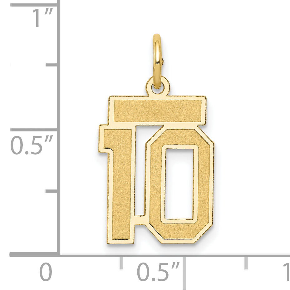 14k Small Satin Number 10 Charm-LSS10