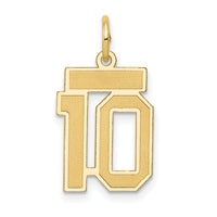 14k Small Satin Number 10 Charm-LSS10