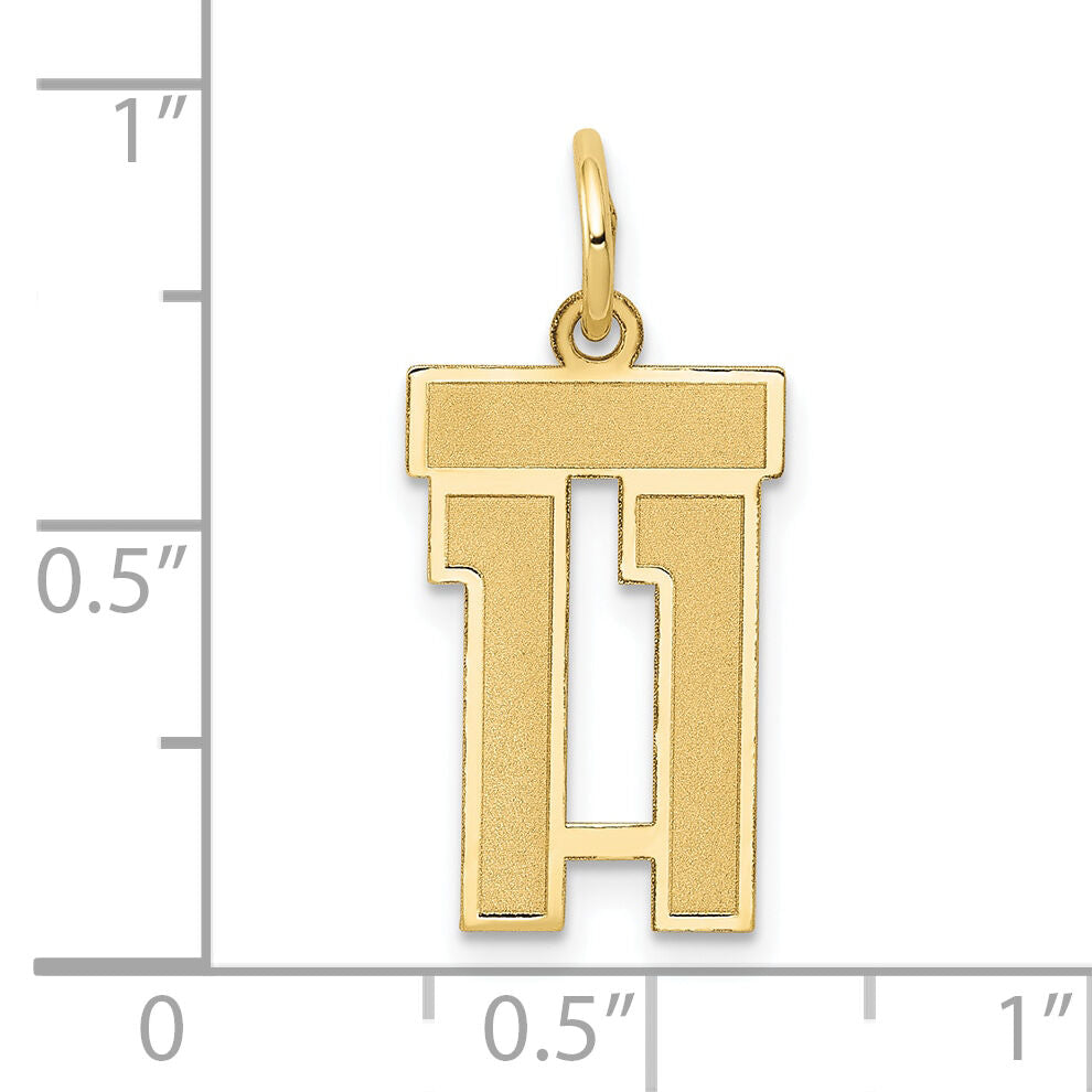 14k Small Satin Number 11 Charm-LSS11