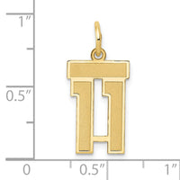 14k Small Satin Number 11 Charm-LSS11