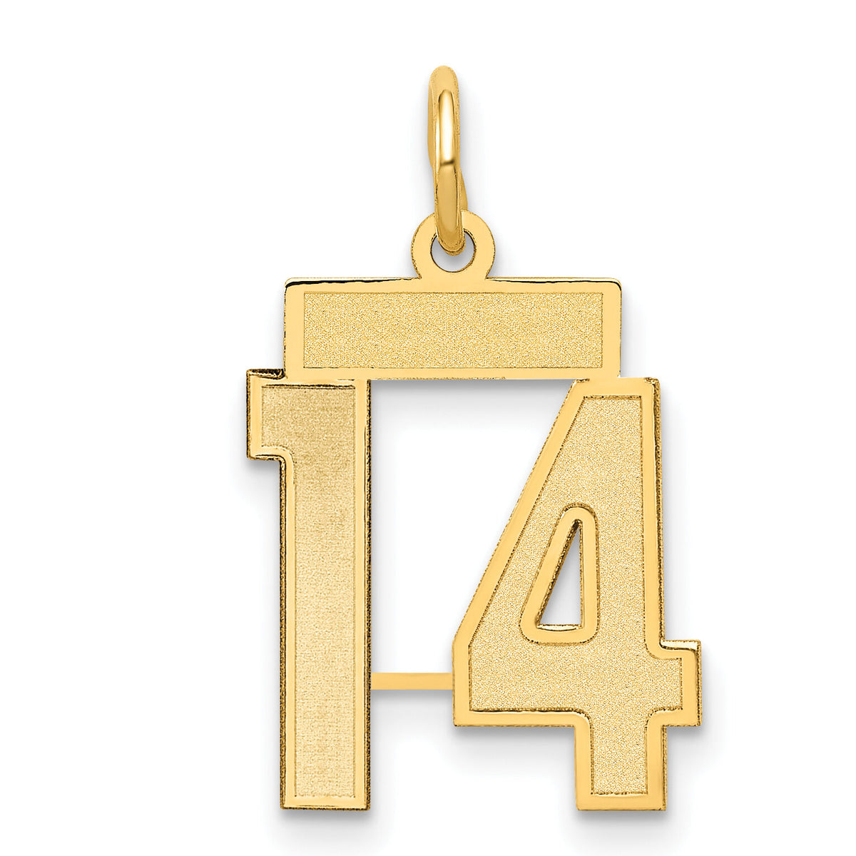 14k Small Satin Number 14 Charm-LSS14