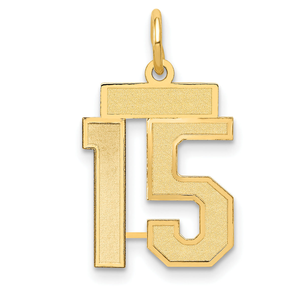 14k Small Satin Number 15 Charm-LSS15