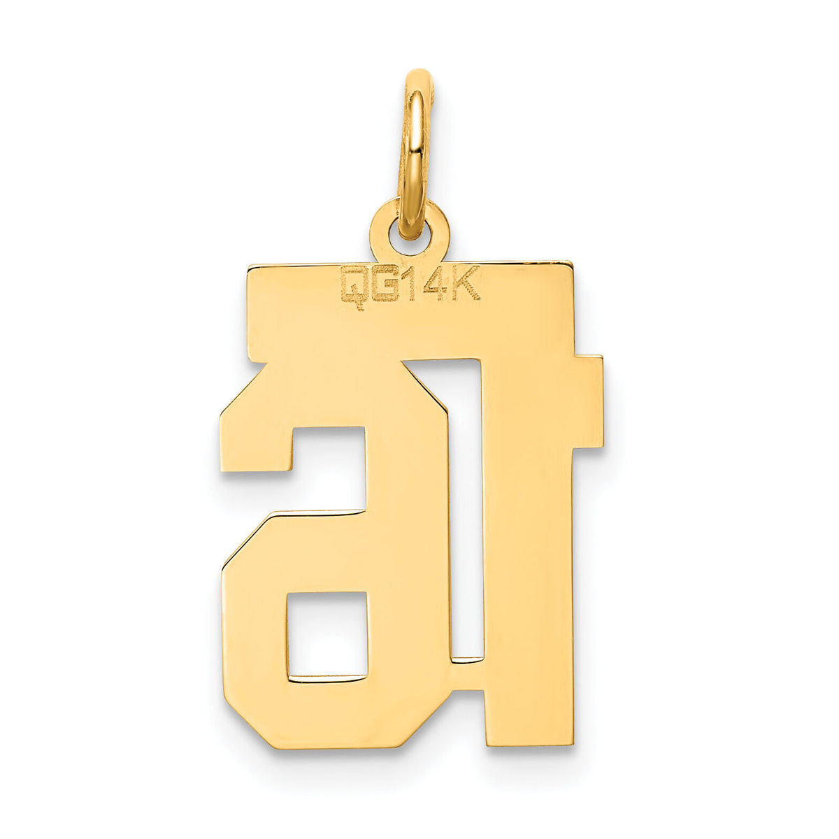14k Small Satin Number 16 Charm-LSS16