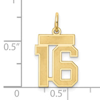 14k Small Satin Number 16 Charm-LSS16