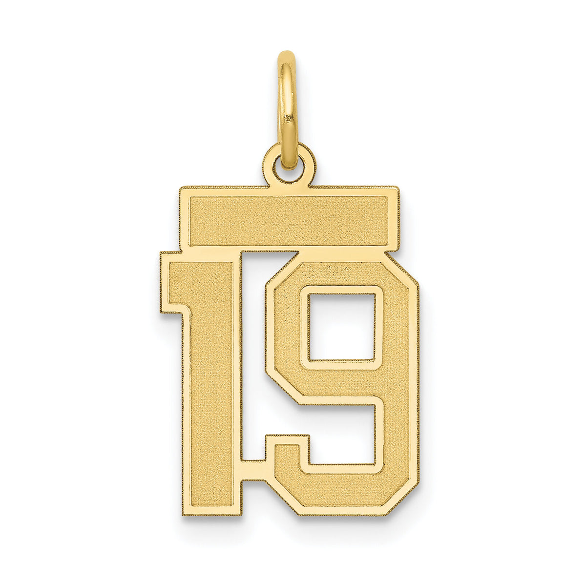 14k Small Satin Number 19 Charm-LSS19