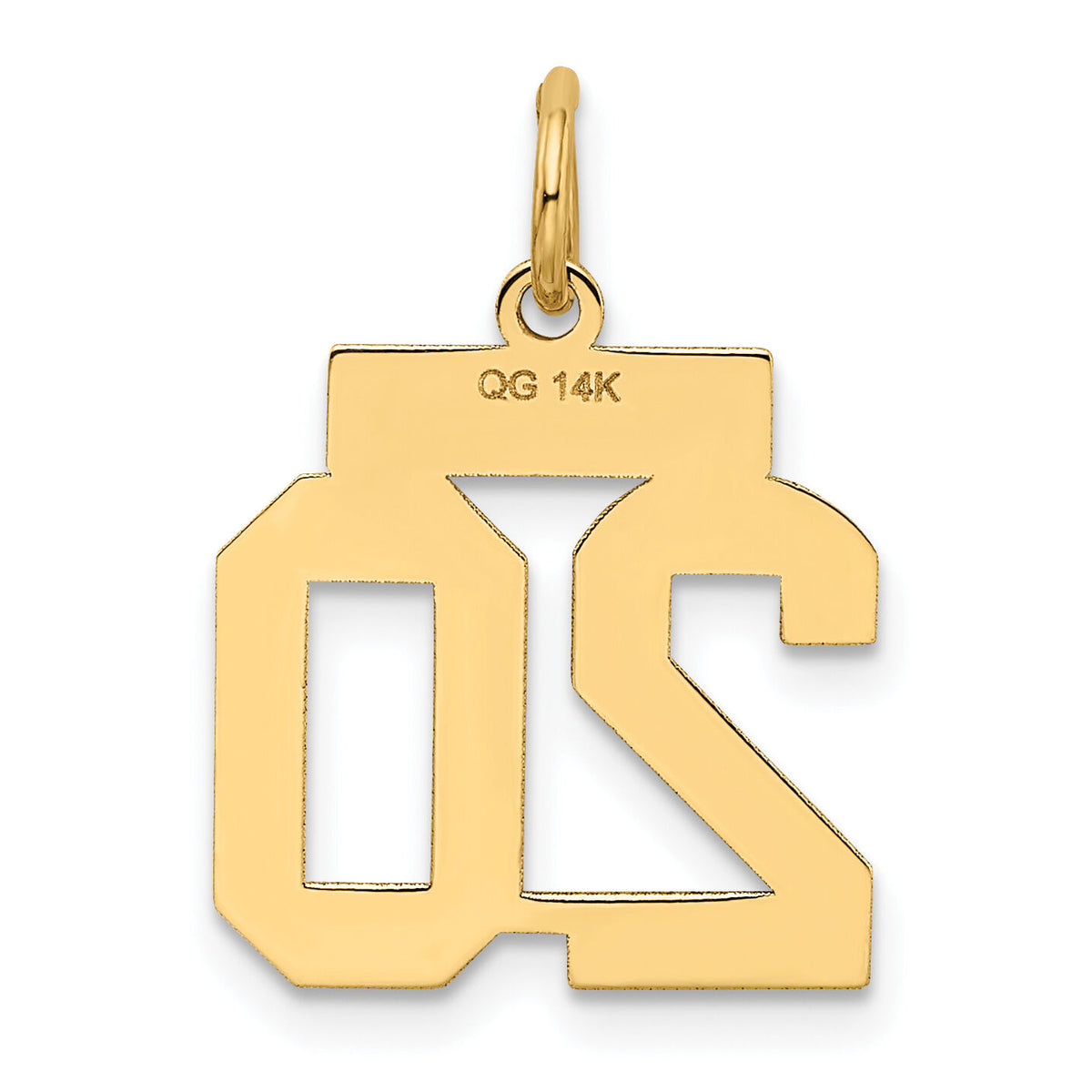 14k Small Satin Number 20 Charm-LSS20