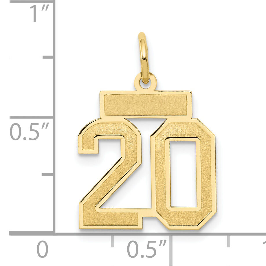 14k Small Satin Number 20 Charm-LSS20