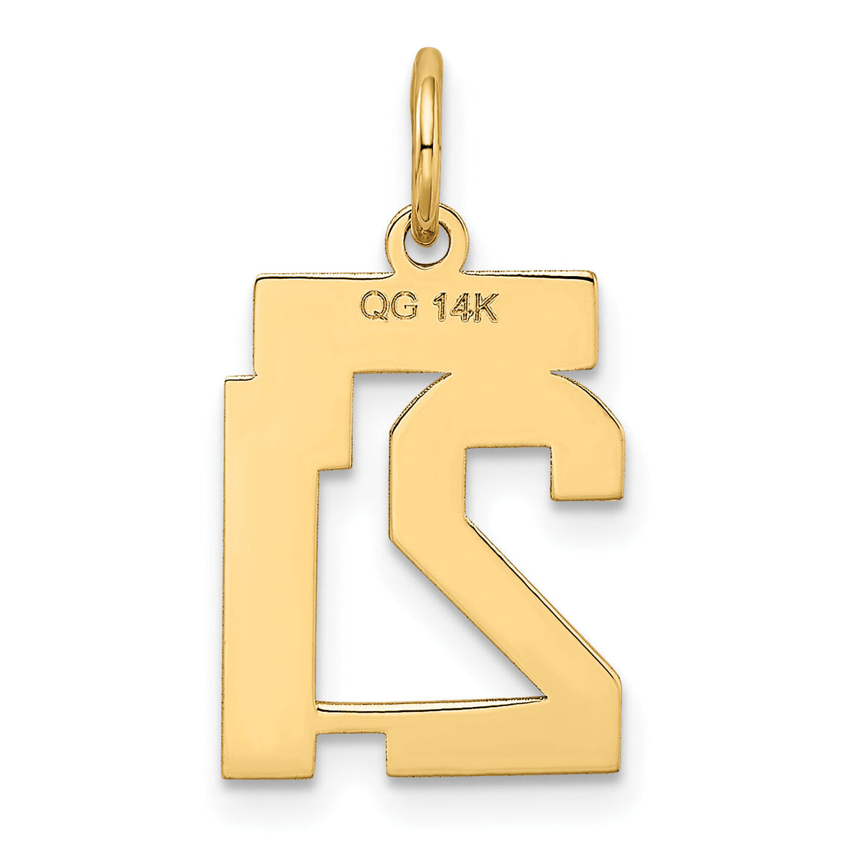 14k Small Satin Number 21 Charm-LSS21