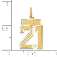 14k Small Satin Number 21 Charm-LSS21