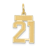 14k Small Satin Number 21 Charm-LSS21
