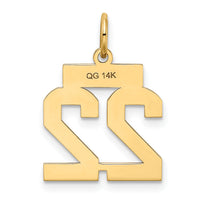 14k Small Satin Number 22 Charm-LSS22