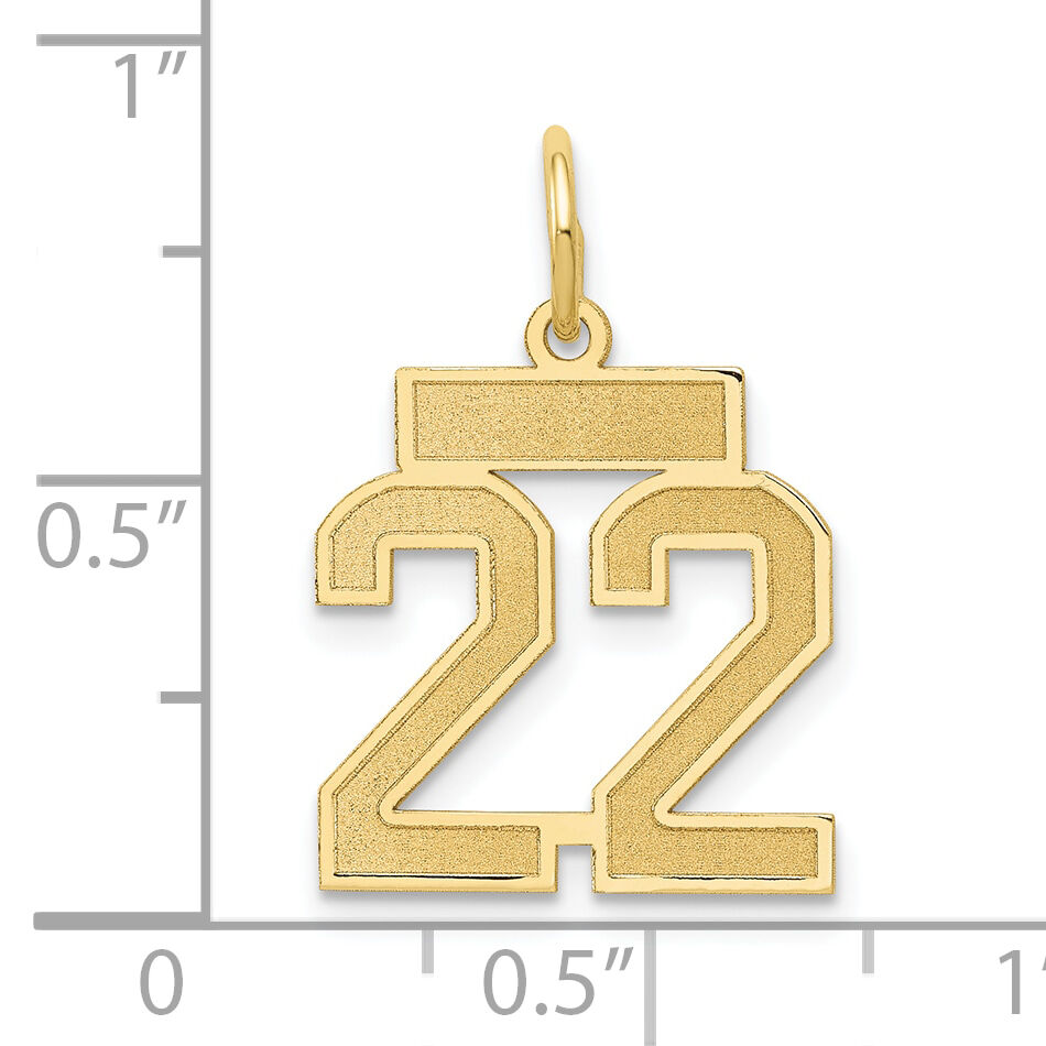 14k Small Satin Number 22 Charm-LSS22