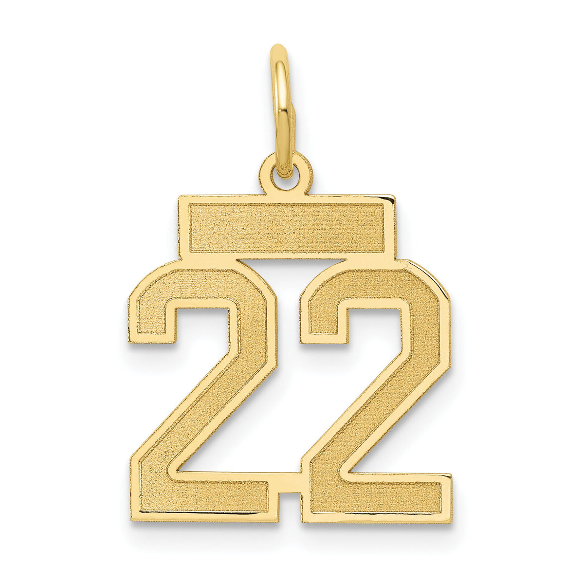 14k Small Satin Number 22 Charm-LSS22
